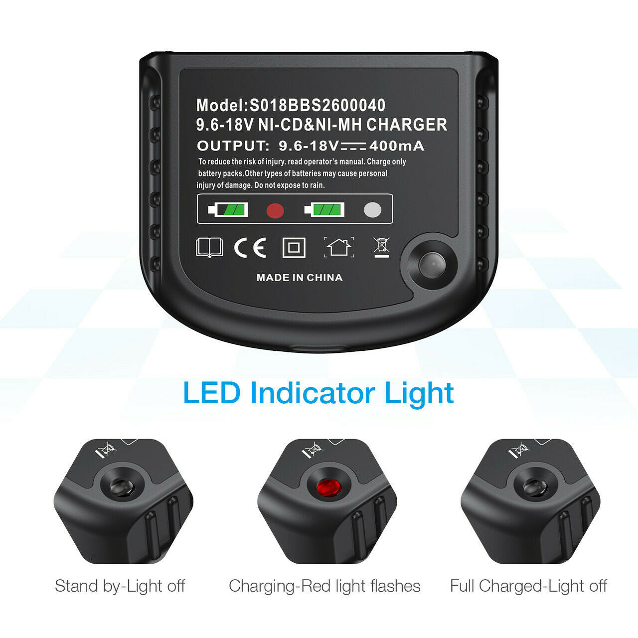 NiCd NiMh Charger for Black & Decker 18V 12V 14.4V 9.6V battery NiCd NiMh Charger for Black & Decker 18V 12V 14.4V 9.6V battery